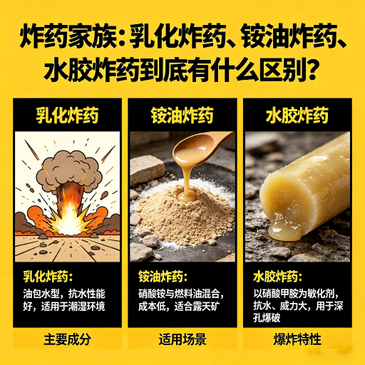 武城炸药家族：乳化炸药、铵油炸药、水胶炸药到底有什么区别？